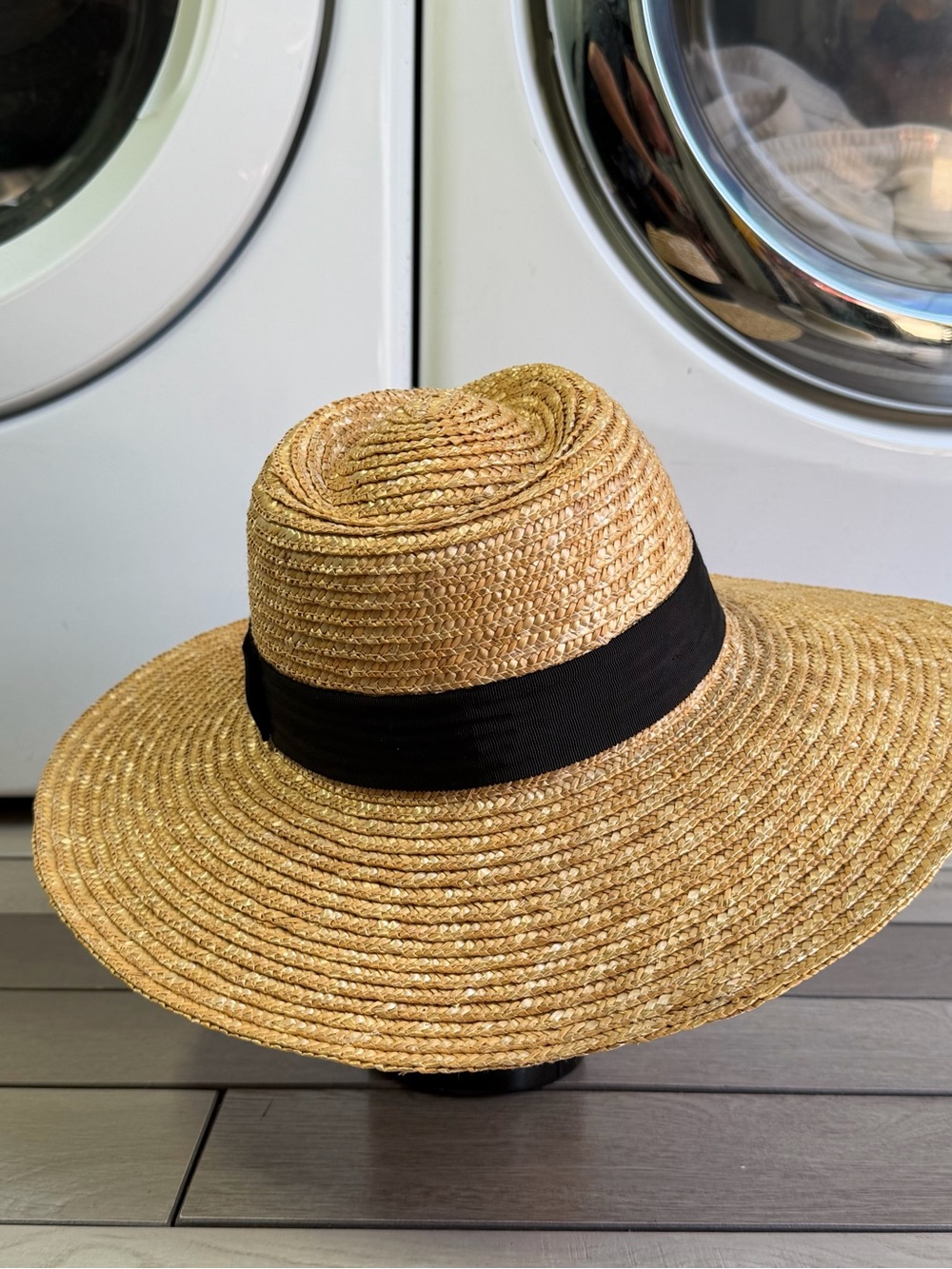 Brixton Natural Straw Fedora with Black Ribbon - Picture 7 of 9
